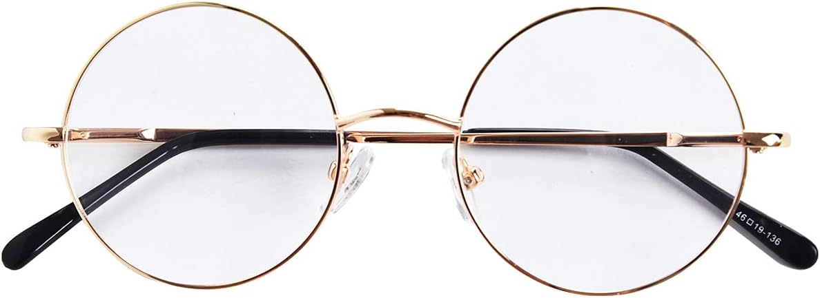 Bestum Retro Round Optical Spring Hinge Metal Glasses Frame Clear lens