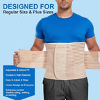 Abdominal Binder, 12-Inch Wide Elastic Belly Wrap for Plus Size Men and Women, Abdominal Binder Post-Surgery Stomach Compression Garment for Hernia Surgery, Natural Birth(Beige,3XL)