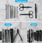 MINKINH Manicure Set Professional Nail Clipper Kit-26 Pieces Stainless Steel Manicure Kit,Nail Care Tools with Luxurious Travel Case (Brown)