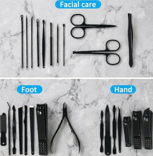 MINKINH Manicure Set Professional Nail Clipper Kit-26 Pieces Stainless Steel Manicure Kit,Nail Care Tools with Luxurious Travel Case (Brown)