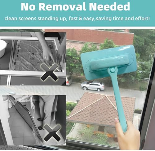 5 Pack Window Cleaning Brush Tool Kit, Dry and Wet Use Window Mesh Screen Cleaner, Detachable Handle, Multi-Functional Window Track Cleaning Brush for Window Sills and Grooves