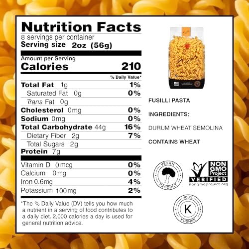 Garofalo - Premium Durum Wheat Semolina Fusilli Pasta, Italian Made, Bronze-Drawn, Al-Dente, One-Ingredient Pasta (4 pack)