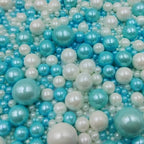 Edible White Blue Sugar Pearls Candy Sprinkles 120G/ 4.23Ounce Baking Cake Sprinkles Cupcake and Cake Topper Cookie Decorations Wedding Party Valentines Halloween Christmas Supplies