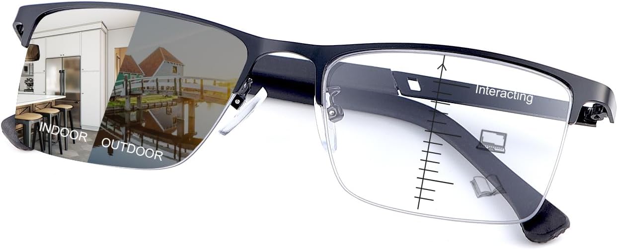 Photochromic Progressive Multifocus Reading Glasses UV Protection Sunglasses Anti Blue Light Transition Sun Readers