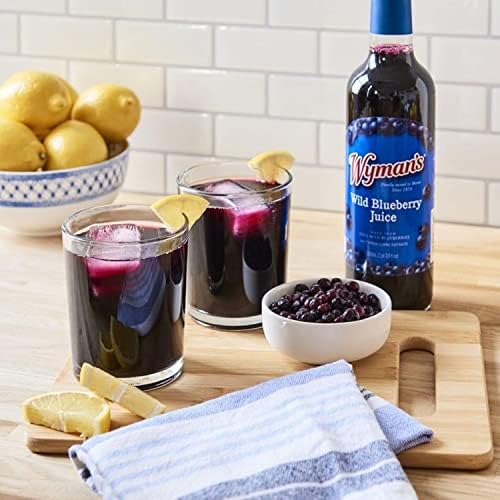 Wyman's Wild Blueberry Juice, 100% Juice, No Sugar Added, Not From Concentrate, Glass Bottled, 500mL (12 Pack)