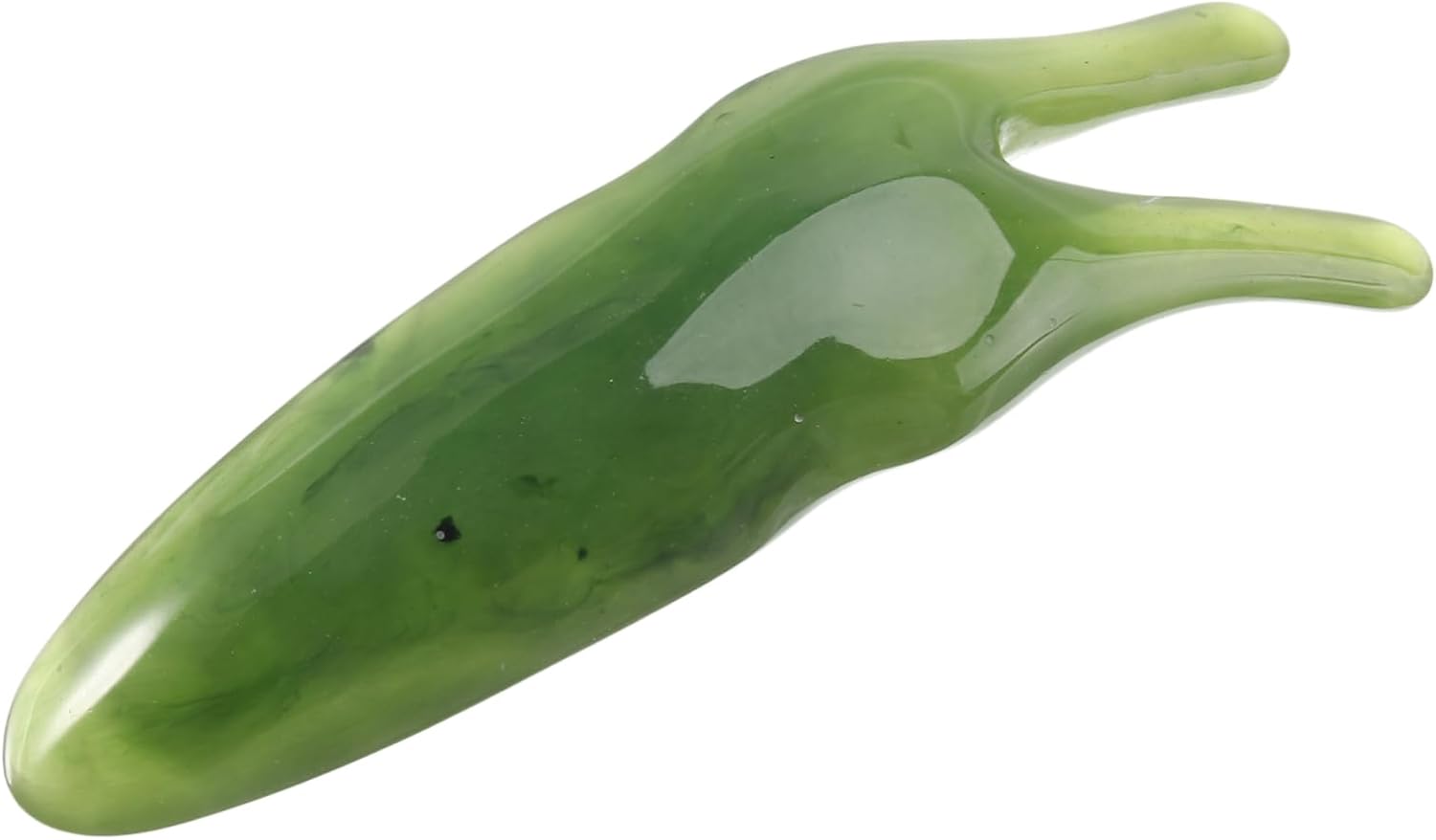 1Pc Green Natural Resin Nose Massager Two-Pronged Gua Sha Tool for Facial Care and Relaxation