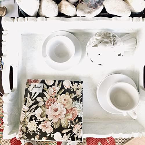 20-ct 6.5 Black Rose Floral Napkins for Decoupage - Decorative Paper for Mother's Day, Shabby Chic Dinner - Kate