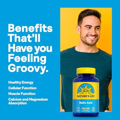 Nature's Life Malic Acid 800 mg | Chelating Agent May Help Support Energy & Muscle Comfort | No Gluten, Non-GMO | 100 Count