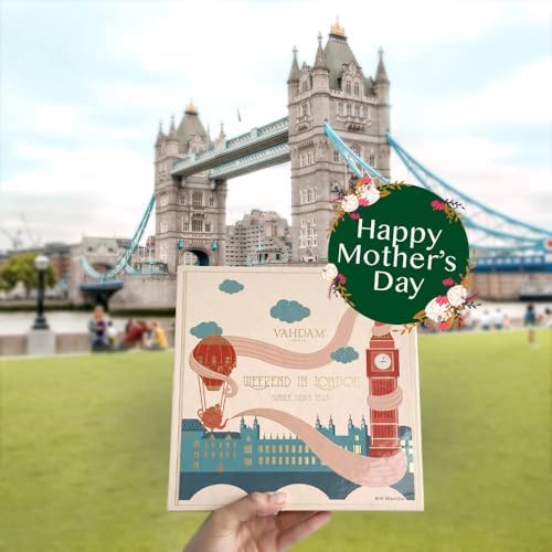 VAHDAM Weekend in London Tea Gift Set for Mom | Mother’s Day Gift Travel Edition Gift Box | 9 Varieties of Chai & Black Tea | Gluten-Free, Non-GMO | Gift for Women
