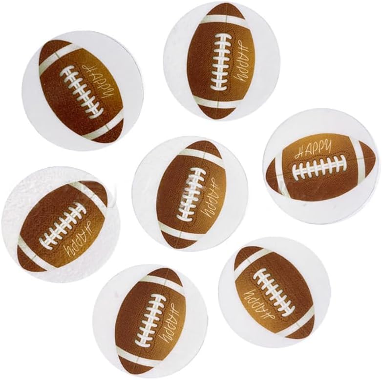 Rugby Wafer Cupcake Toppers, 48-Piece Set, Sports Themed Party Decorations