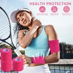 KISEER 15 Pack 2 Inch x 5 Yards Pink Self Adhesive Bandage Breathable Cohesive Bandage Wrap Rolls Elastic Self-Adherent Tape for Stretch Athletic, Sports, Wrist, Ankle