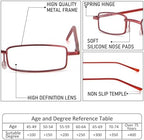 REAVEE 3 Pack Slim Pen Reading Glasses Small Tube Stylish Readers for Women Men Spring Hinged with Portable Clip Case, Black Red Silver 2.5