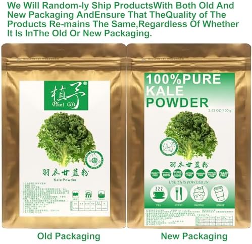 Plant Gift 100% Pure Kale Powder Natural Collard Greens Powder, Great Flavor for Drinks, Smoothie, Yogurt, Baking, Cookies, and Beverages, Non-GMO Powder, No Filler, No additives 100G/3.25oz