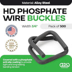 Phosphate Cord Strapping Buckles 3/4", Pack of 500 - Heavy-Duty Metal Buckles with Phosphate Coating for Woven Cord Strapping - Reusable Metal Buckle for Strapping - SKU BP-34-500 by IDL Packaging