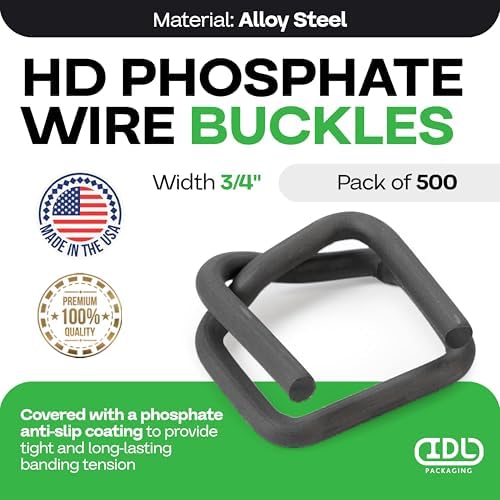 Phosphate Cord Strapping Buckles 3/4", Pack of 500 - Heavy-Duty Metal Buckles with Phosphate Coating for Woven Cord Strapping - Reusable Metal Buckle for Strapping - SKU BP-34-500 by IDL Packaging