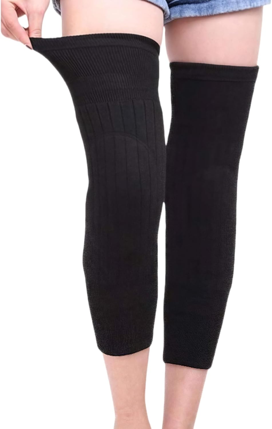 erioctry Unisex Cashmere Wool Knee Brace Pads Leg Warmers Winter Warm Breathable Thermal Knee Warmers Sleeve Knee Pads Legging Stockings for Women Men Outdoor Sports (Black)