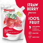 Mazzoni - Strawberry Puree, 100% Pure Strawberries, Just Fruit, No Sugar Added, Real Fruit Mixer for Cocktails, Drinks, Smoothies - 35.2 Fl Oz (2.2 lb), Convenient Pouch, Made in Italy