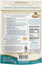 DelighTeas Organic Digest & Detox CCF Tea with Ginger | Ayurvedic Cumin, Coriander, Fennel, Ginger Loose Leaf Tea for Digestion | USDA Organic, Non-GMO, Caffeine Free, Sugar Free | 40 Servings, 3oz