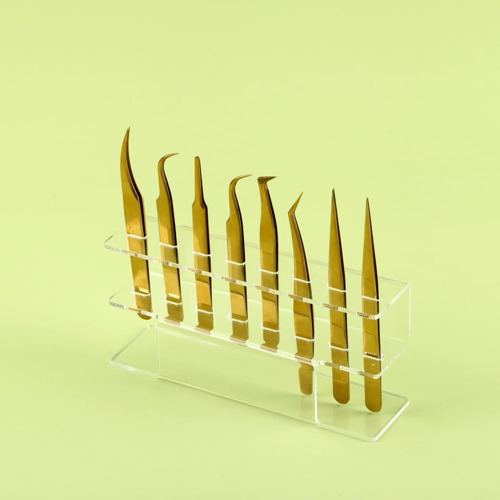 Acrylic Tweezers Holder, 8 Holes Tweezers Stand Display Organizer for Eyelash Extension Supplies Accessories Grafting Beauty Tools (8 Holes Transparent)