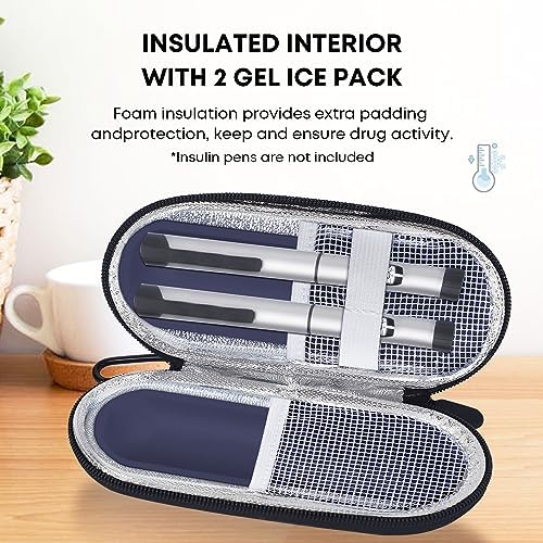 MOSLA Insulin Cooler Travel Case for Diabetic Organize Medication Insulated Cooling Bag with 2 Ice Packs for Insulin Pens and Other Diabetic Supplies