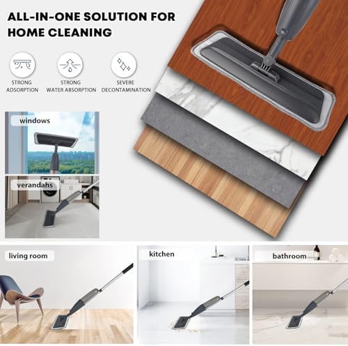 Spray Mop for Floor Cleaning with 360° Rotation - Multi-Surface Floor Cleaner for Wet/Dry Mopping Lightweight Handle for Kitchen Bathroom Hardwood&Tile Floors