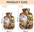 Gnome with Flowers Hot Water Bottle with Soft Cover Feet Warmer with Soft Cover Hot Water Bag for Neck and Shoulder Pain Relief, 1 Liters