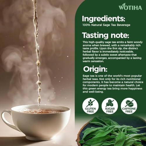 Natural Sage tea 110g.100% natural sage leaves Herbal tea.te de salvia tea bags Additive-Free • Caffeine-Free • Sugar-Free • Vegan