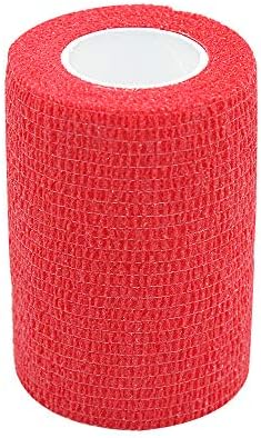 Vet Wrap 3 inch x 12 Pack Red Tape For Skin Bandage Tape Vet Tape Cohesive Bandage Fabric Bandages Self Sticking Bandage Wrap Self Adhering Bandage Wrap Bandage Stretch Self Adhesive Tape