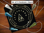 Amazing Gemstone Pack of 11 Crystal Pendulums Bulk Set with Pendulum Board - Wholesale Bulk Crystals