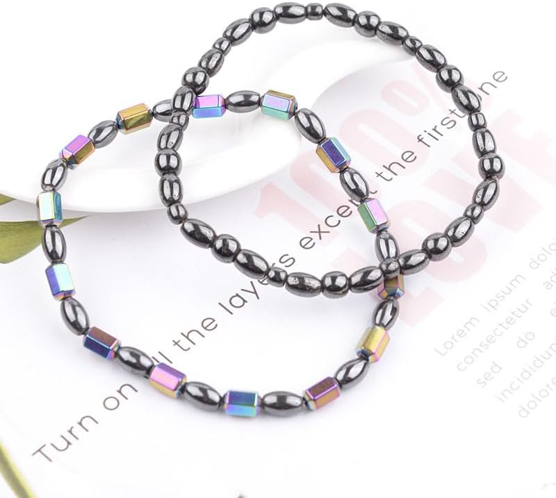 Yocoyee 2pcs Anklet Hematite Relieve Joint Pain Healing Therapy Healthy Foot Anklet for Women Men-Style 3