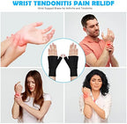 Wrist Brace with Thumb Support, 2 Pair Black Compression Elastic Hand Brace for Men and Women, Breathable Wrist Splint for Carpal Tunnel, Pain Relief, Tendonitis, Arthritis, Sprain, Sports(L)