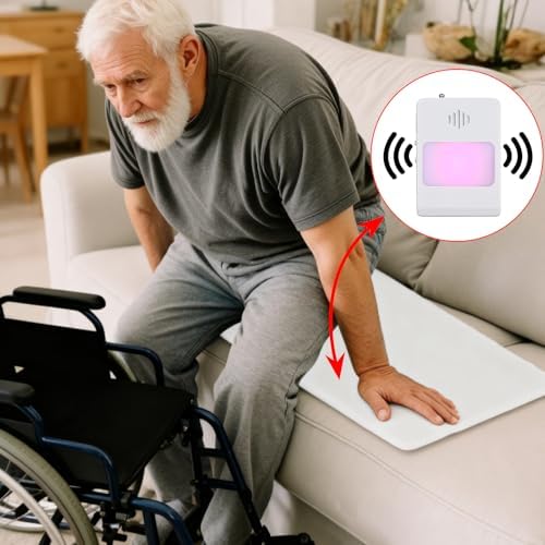 Chair Sensor Pad & Pager for Elderly Dementia Patients Caregiver Bed Alarm with 13.5" x 13.5" Motion Sensor Pad Fall Prevention for Elderly (Chair Pad)
