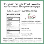 Jiva Organics Organic Ginger Root Powder 1 LB Jar - Gluten Free, Non-GMO - for Cooking, Baking, Tea & More - Bulk Ginger Ground Dry