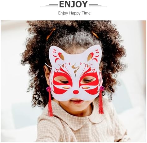3pcs Japanese Half-face Cat Fox Masks for Women, Hand-painted Lightweight Cosplay Props for Masquerade, Halloween, and Party Dress-up