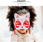 3pcs Japanese Half-face Cat Fox Masks for Women, Hand-painted Lightweight Cosplay Props for Masquerade, Halloween, and Party Dress-up