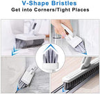 Affogato Floor Scrub Brush Bathroom Long Handle Bathtub Push Broom Shower Tile Grout Scrubber Rotatable Indoor Kitchen Scrubbing Cleaning Brush for Hard to Reach Areas - White