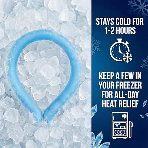 Neck Cooling Tube | Wearable Cooling Neck Wraps for Summer Heat I Hands Free Cold Pack | Reusable Cooler (Blue)
