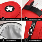 SITHON EpiPen Medical Carrying Case Insulated, Travel Medication Organizer Bag Emergency Medical Pouch Holds 2 EpiPens, Asthma Inhaler, Anti-Histamine, Auvi-Q, Allergy Medicine Essentials, Red