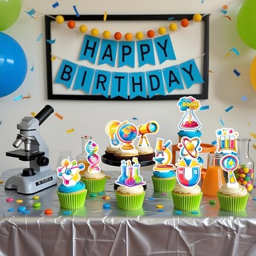 48 Pcs Science Cupcake Toppers Science Party Decorations