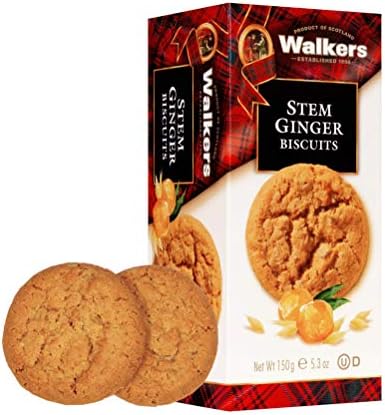 Walker's Shortbread Stem Ginger Cookies, Scottish Style Cookies, 5.3 Oz Box