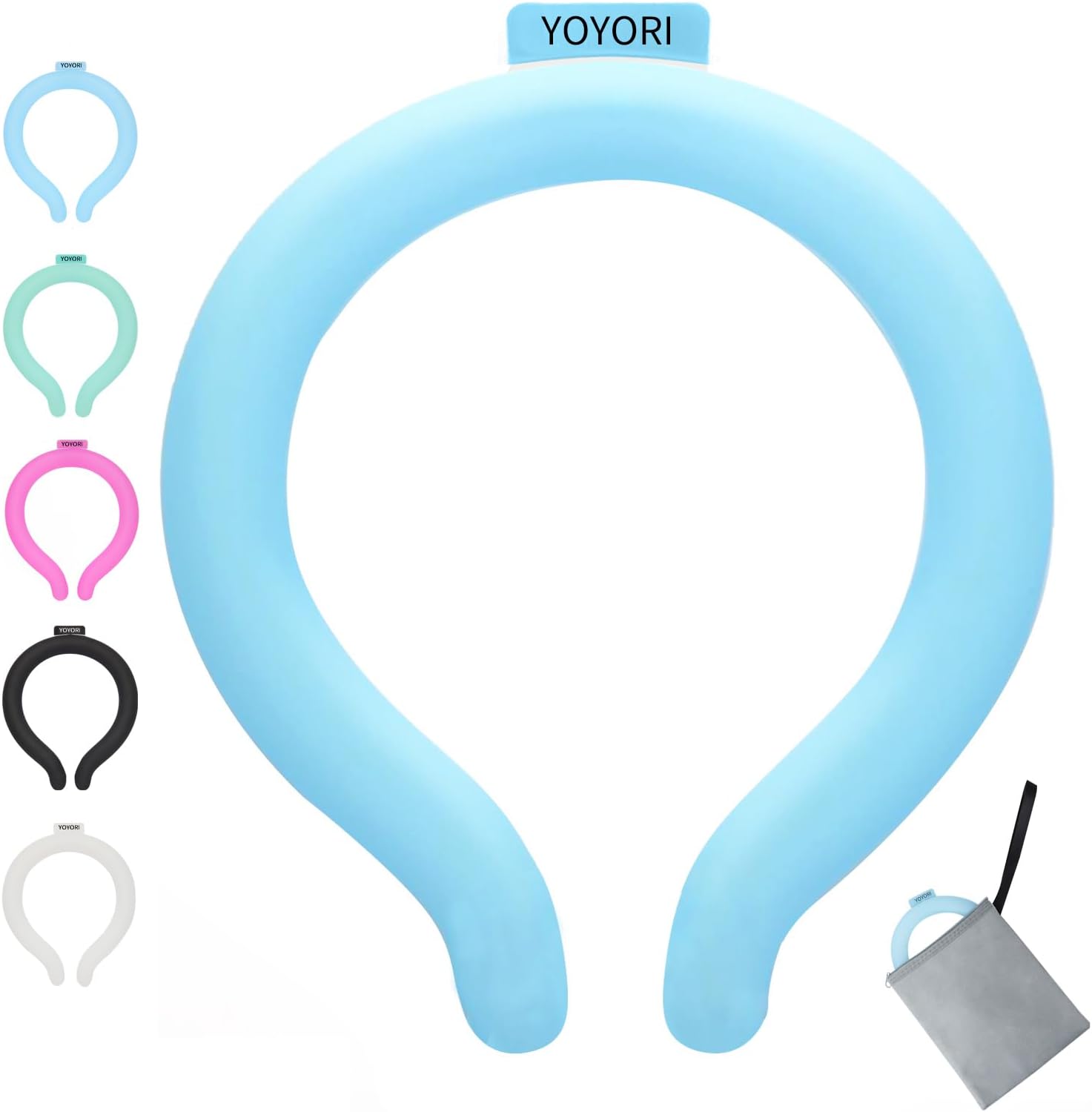 Cooling Neck Wrap with Insulated Bag, Reusable Ice Neck Ring & Body Cooler for Summer Heat, Wearable Cooling Tube Maintains 18°C/64°F for Outdoor, Sports, Travel (Blue)