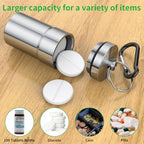 Urekt Portable Pill Case Keychain (2 Pack), Large Waterproof Aluminum Pill Box for Round Glucose Tablets & Critical Medicine, Small Pill Holder Travel Pill Container Bottle with Carabiners