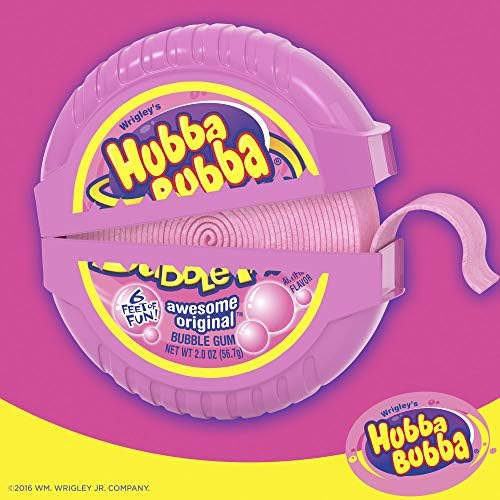 HUBBA BUBBA Bubble Gum Tape - Original Chewing Gum Bulk Pack, 2 oz, Pack of 6 Candy Bulk