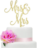 Mrs and Mrs Cake Topper, Rustic Wooden Cake Topper for Female Wedding/Bridal Shower/Engagement Party Decorations