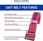 Secure Safety Solutions Gait Belt for Seniors 60”, Pink Leopard - Quick Release Metal Buckle - Transfer Walking Gate Lift Assist Elderly PT Physical Therapy