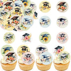 36pcs Edible 2026 Graduation Cupcake Toppers Wafer Paper Grad Cap Diploma Cake Decorations Edible Class of 2026 Cupcake Picks for 2026 Graduation Theme Party Cake Decor Supplies