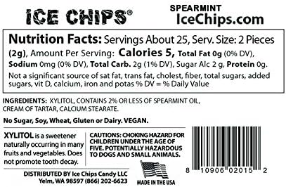 ICE CHIPS Xylitol Candy Tins 5.28 oz total (Spearmint, 3 Pack) - Includes BAND as shown
