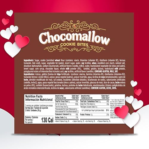 Colombina Valentine’s Day Chocolate Covered Marshmallow Cookies Sweet Gift Treat Classic Chocolate Mallows for Parties Valentine’s Snacks and Gifts 3.2 oz (Pack of 1)