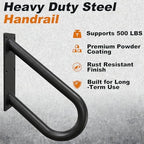 WIPHANY Handrails for Outdoor Step U Shaped Pipe Grab Hand Rails for 1-3 Steps Indoor or Outdoor Stair Wall-Mount Hand Railing for Garage Porch Patio Garden Entrance