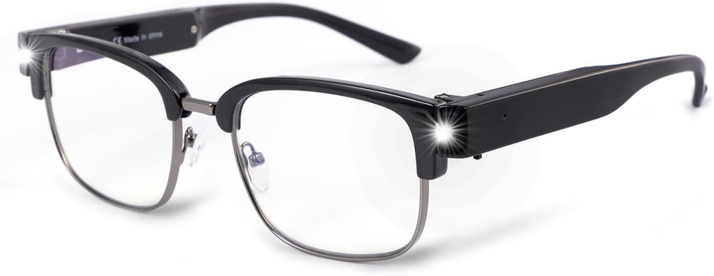 OKH Reading Glasses with Light Metal Frame Magnifier Reading Glasses Rechargeable Bright Led Readers Glasses for Men Women